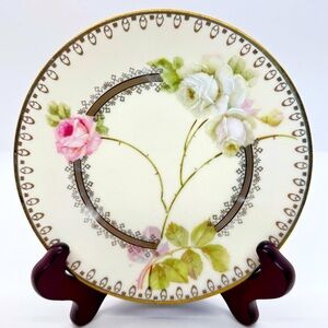 Vintage Hand-Painted Porcelain Plate - PM Bavaria- Floral - 6 inches in diameter